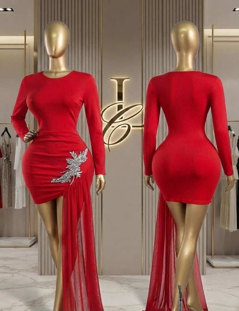Crimson Drape Gown